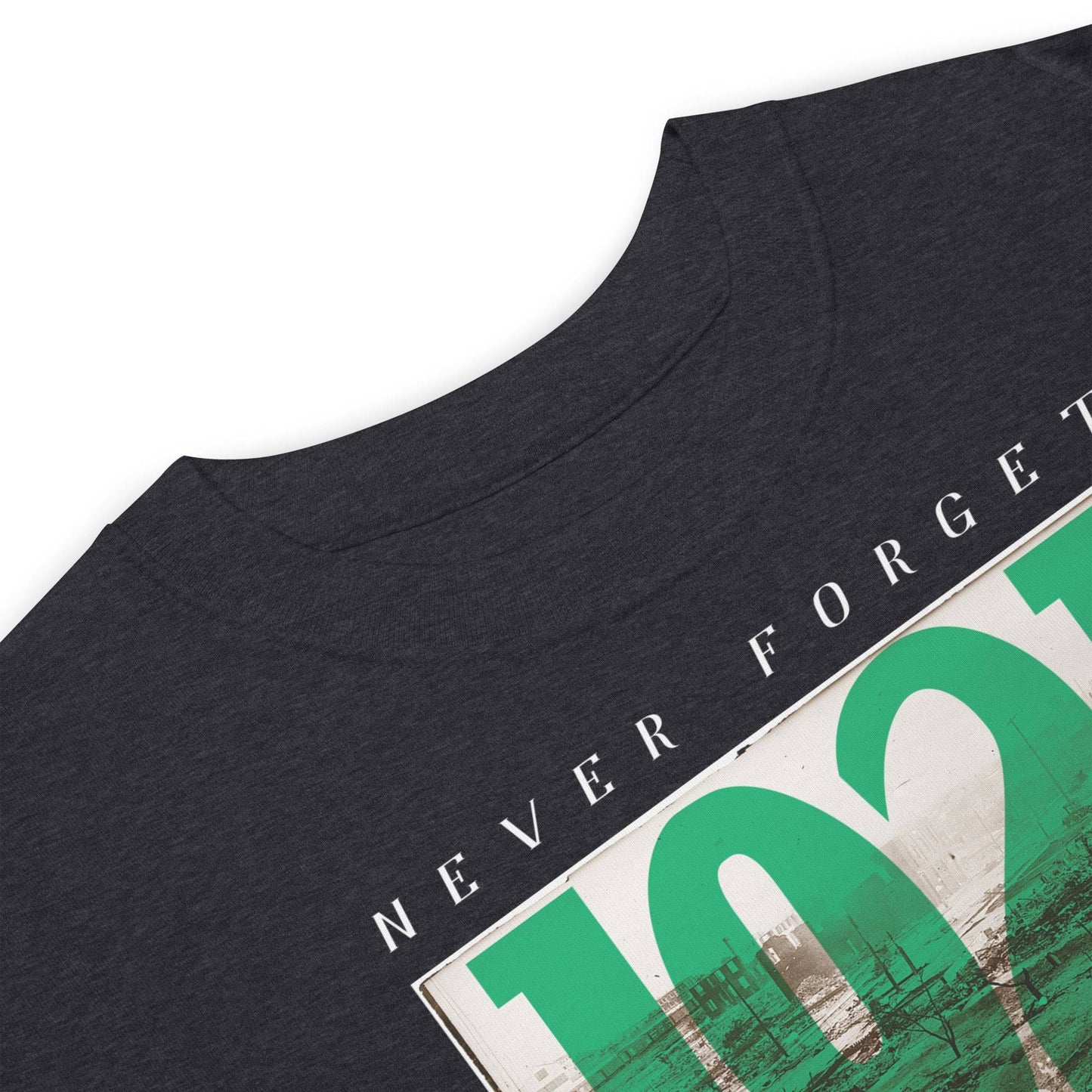 Close-up of 1921 Black Wall Street tee design
