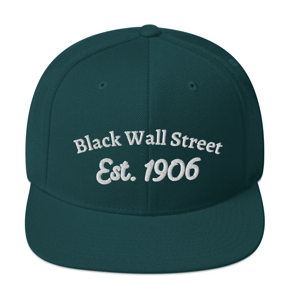 green snap back cap for Black Wall Street 1906 from theblackest co.