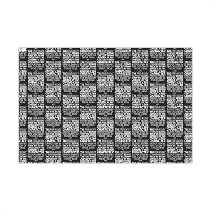 Bold black and white Why The Far Right Is Angry Christmas Gift Wrapping Paper featuring repeated civil rights quote pattern. Matte satin finish for statement holiday gift wrap.