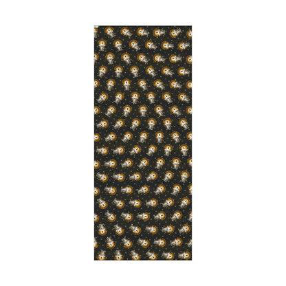 Unrolled sheet of Black Jesus Disappointments All Of You Christmas Gift Wrap with repeating celestial design, perfect for holiday gift wrapping.