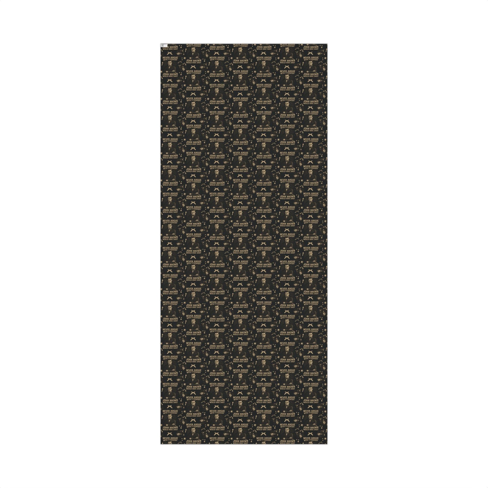 Full view of John Brown History Christmas Wrapping Paper sheet with dense repeating pattern, ideal for bold and historic seasonal gift wrap.