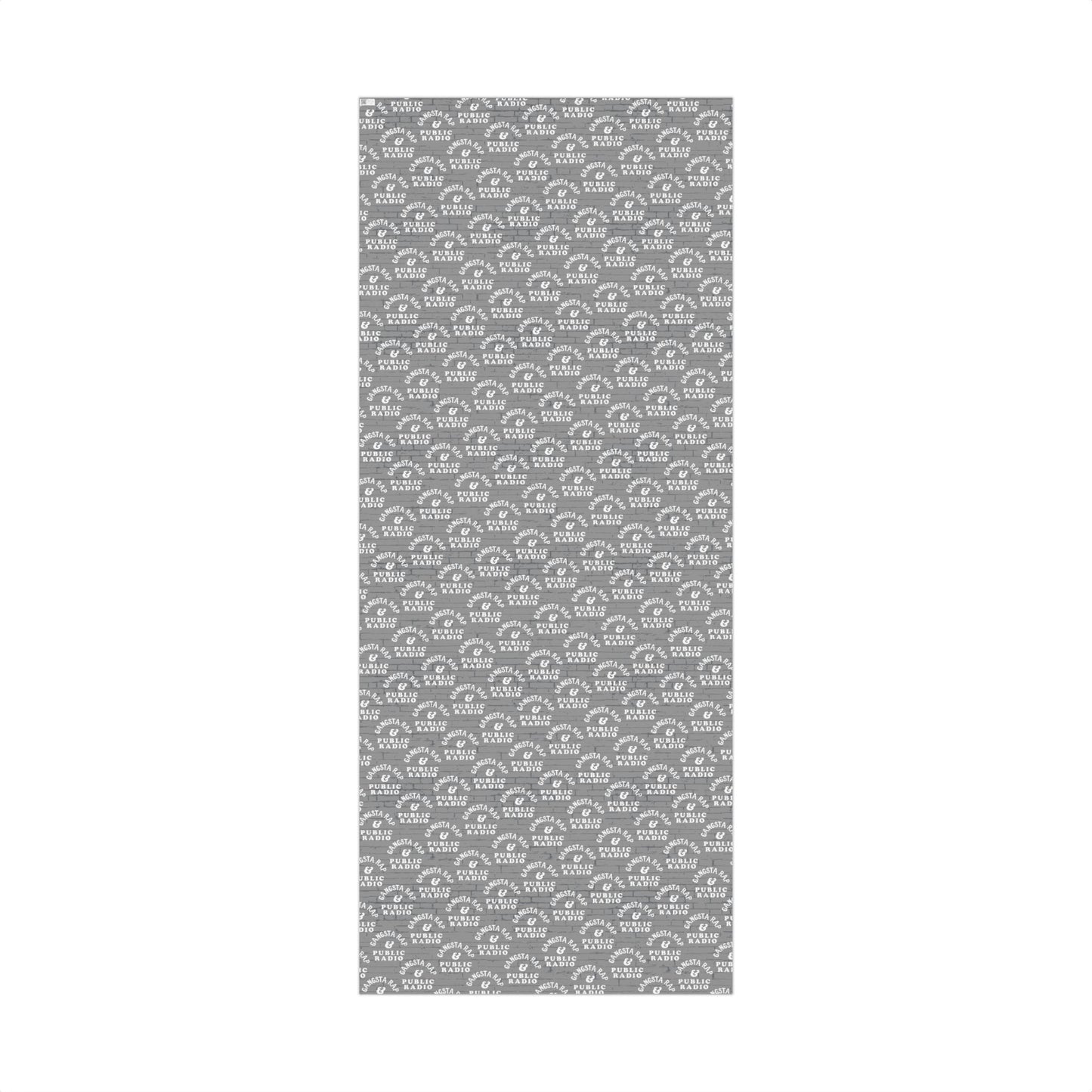 Full rectangular sheet of Gangsta Wrap & Public Radio Wrapping Paper, ideal for wrapping large gifts with a hip hop and public radio twist.