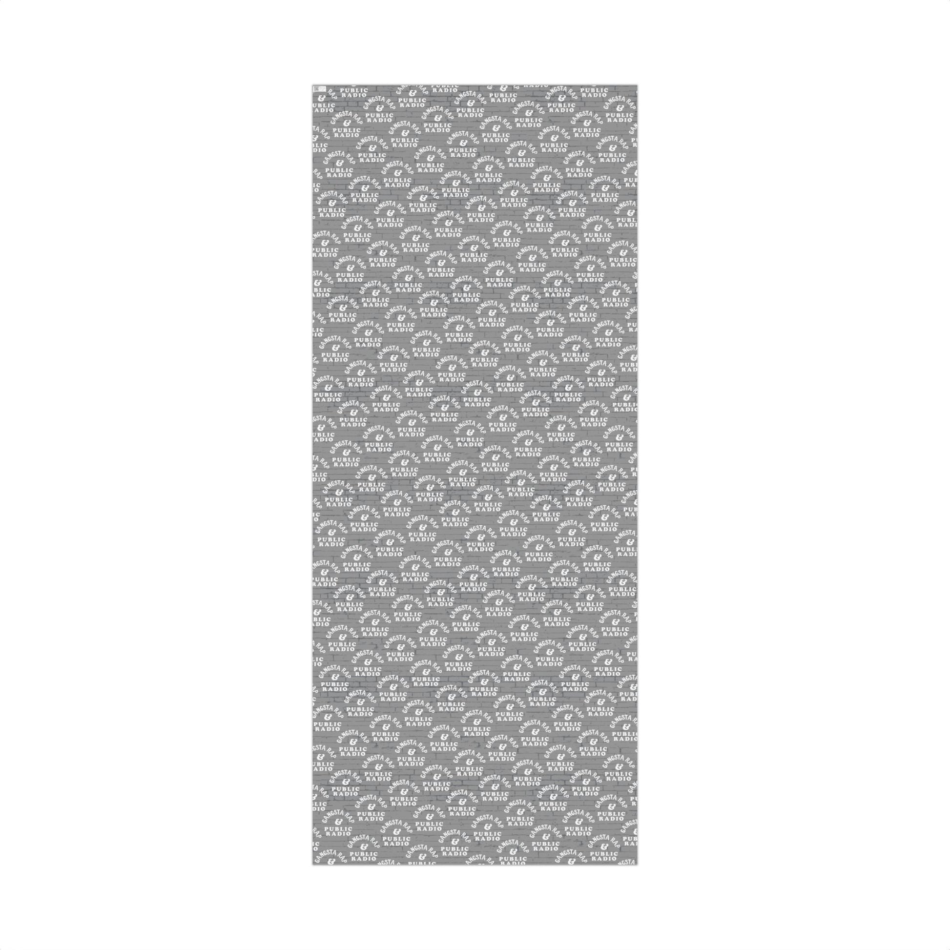 Full rectangular sheet of Gangsta Wrap & Public Radio Wrapping Paper, ideal for wrapping large gifts with a hip hop and public radio twist.