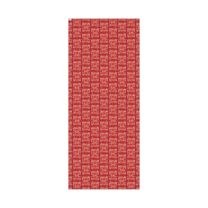 Full-length sheet of Jesus Was Black Merry Christmas red wrapping paper, great for wrapping large or multiple holiday gifts.