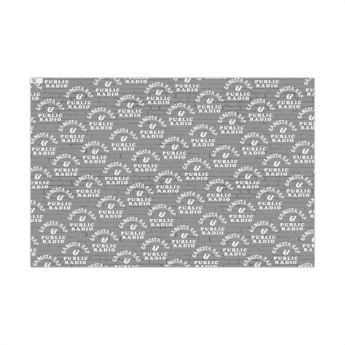 Flat sheet of Gangsta Wrap & Public Radio Wrapping Paper showing full design, great for music-themed gift wrap and cultural celebrations.