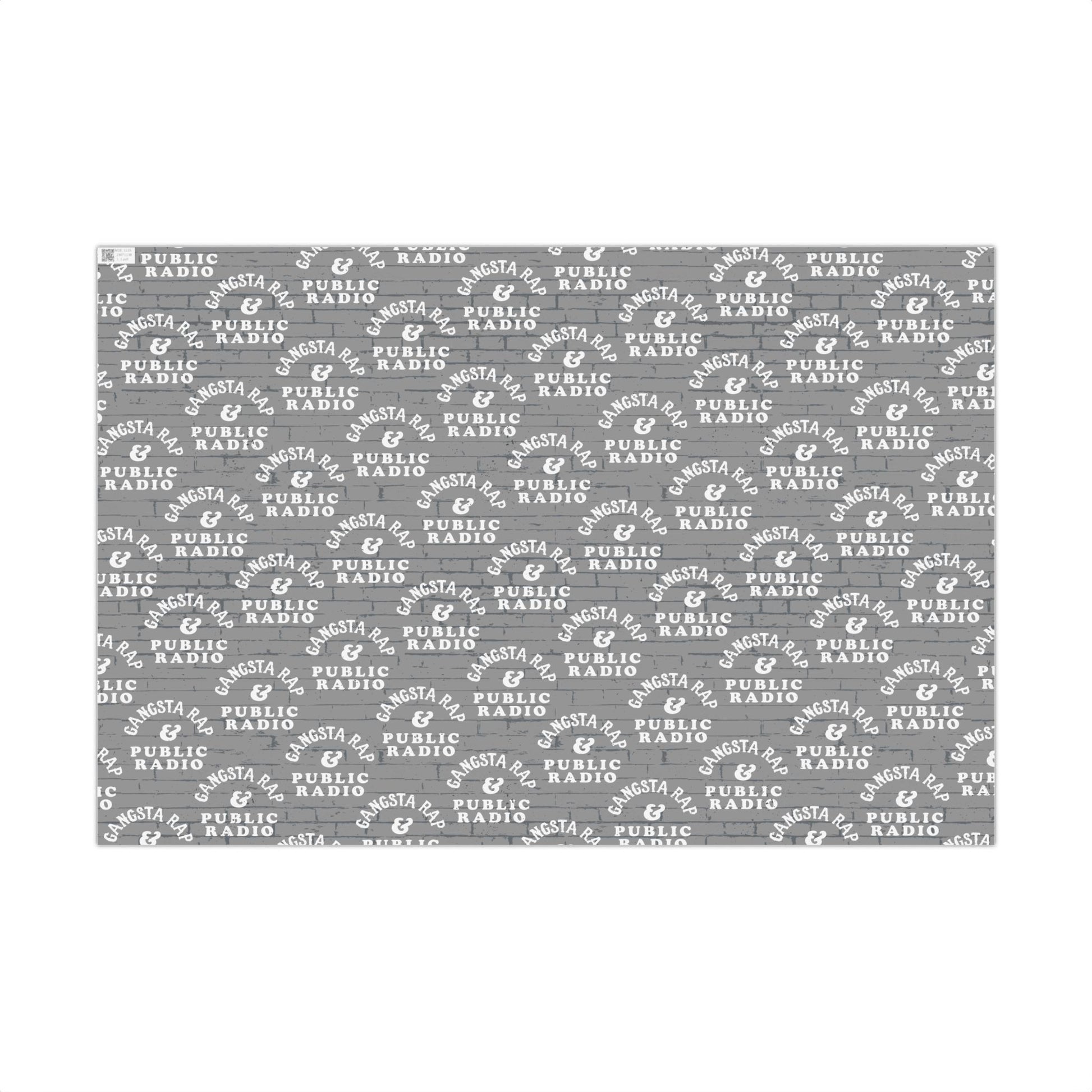 Flat sheet of Gangsta Wrap & Public Radio Wrapping Paper showing full design, great for music-themed gift wrap and cultural celebrations.