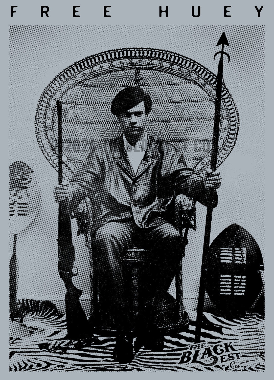 close up image of huey p newton sitting on a wicker chair