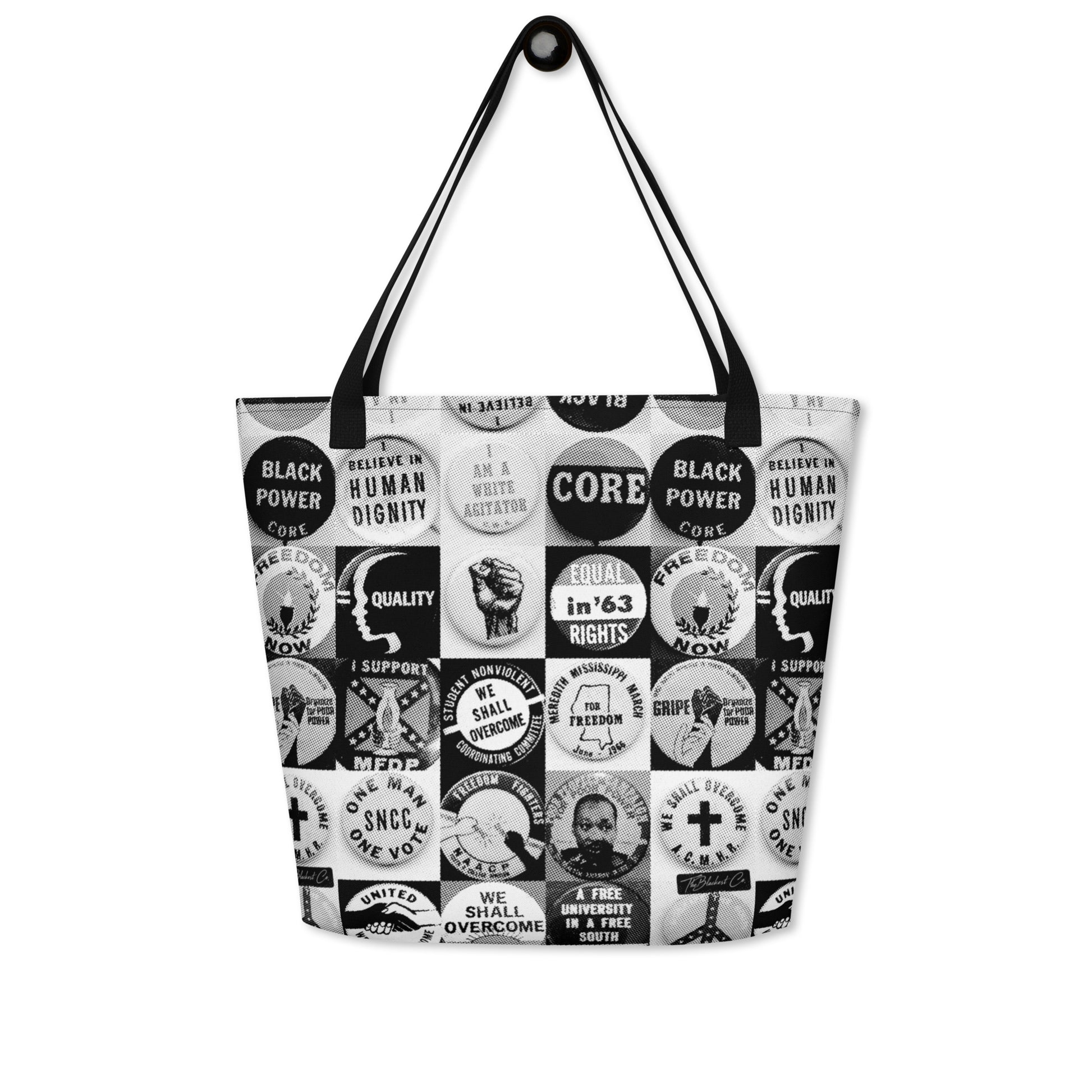 Black Power protest tote bag with social justice slogans