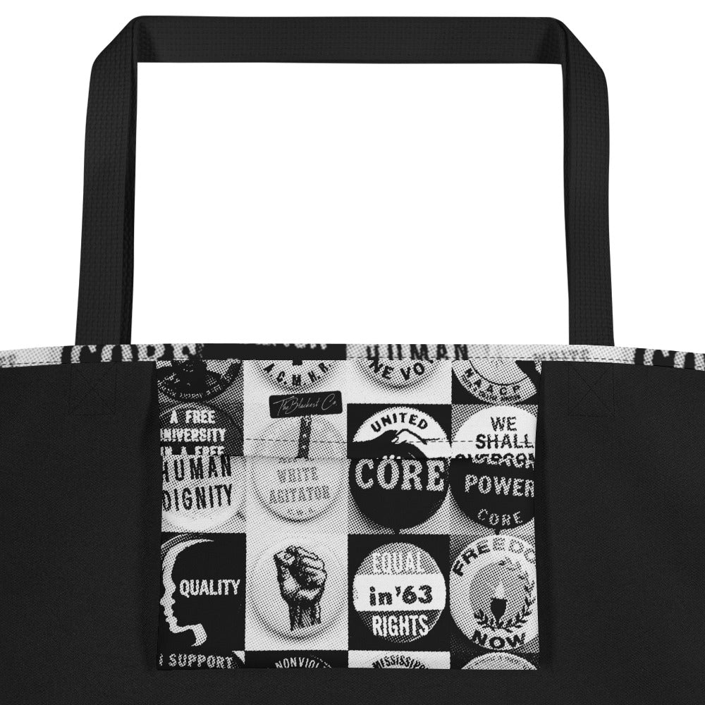 inside pocket Large tote bag with civil rights icons and activist slogans