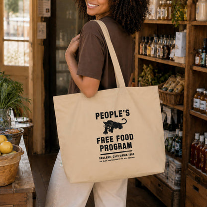 Large eco tote bag with Black Panther logo and text