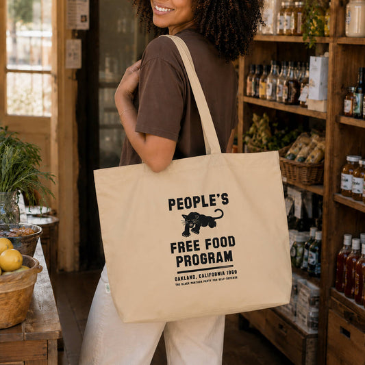 Large eco tote bag with Black Panther logo and text