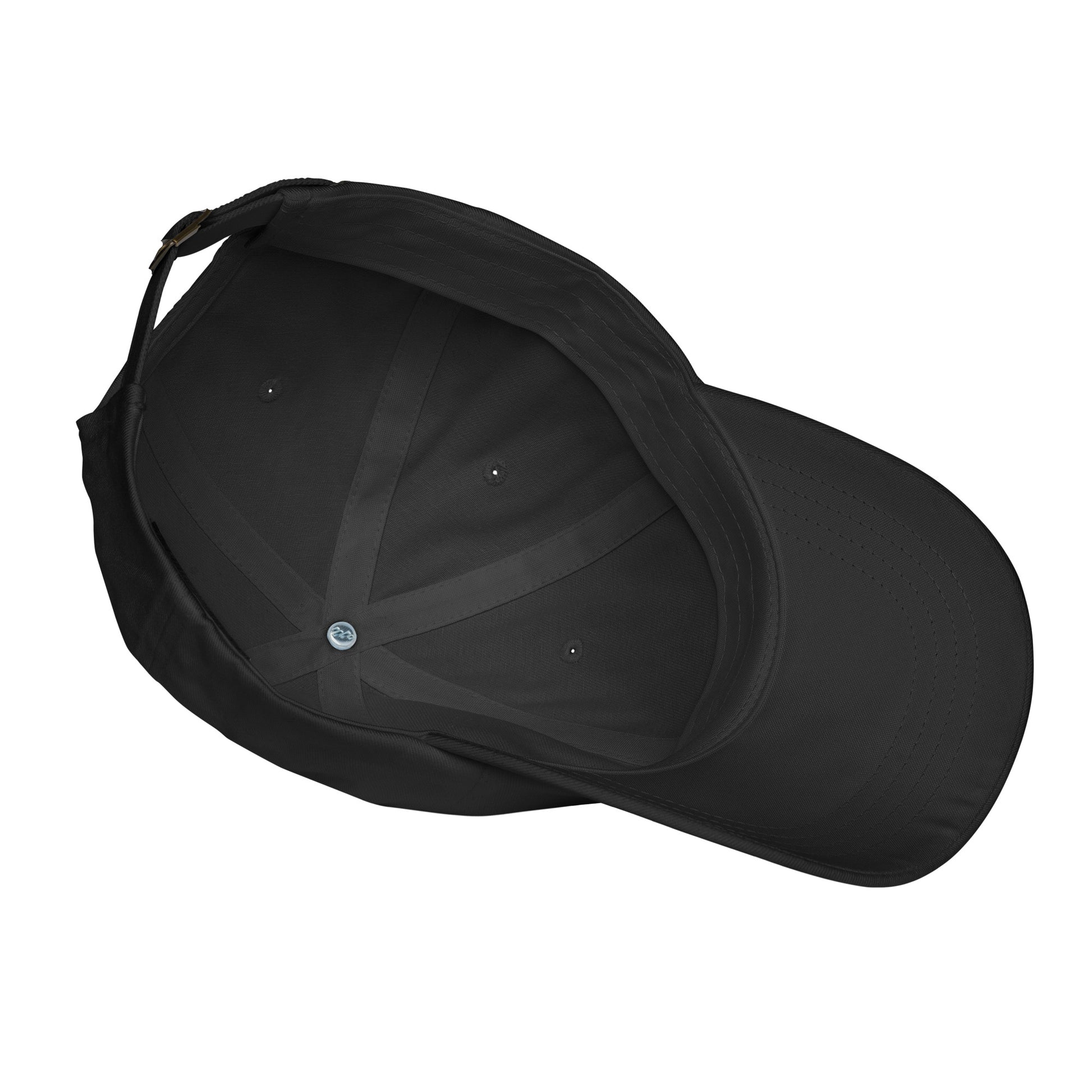 Interior view of Slavery Is White History Embroidered Dad Hat by TheBlacket Co., displaying unstructured crown and breathable lining.