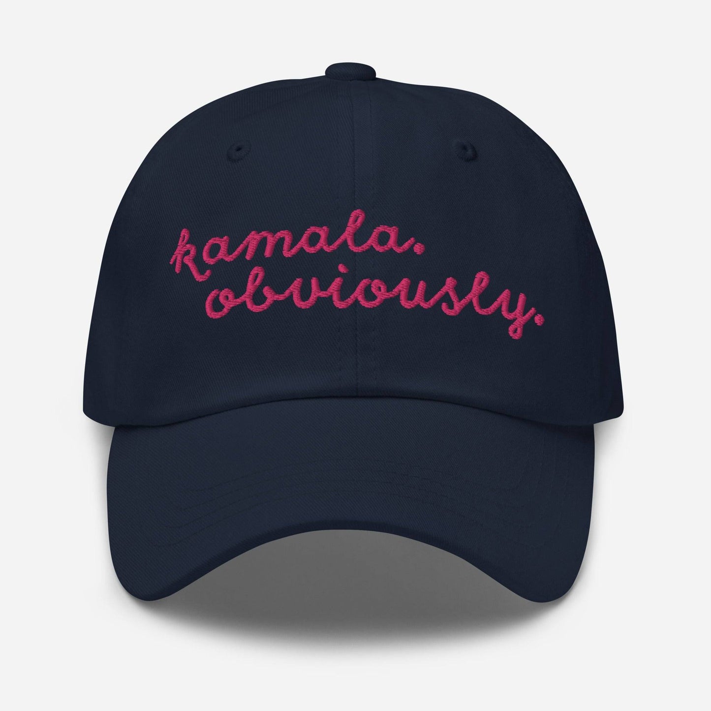 Kamala Obviously embroidered navy cap front view