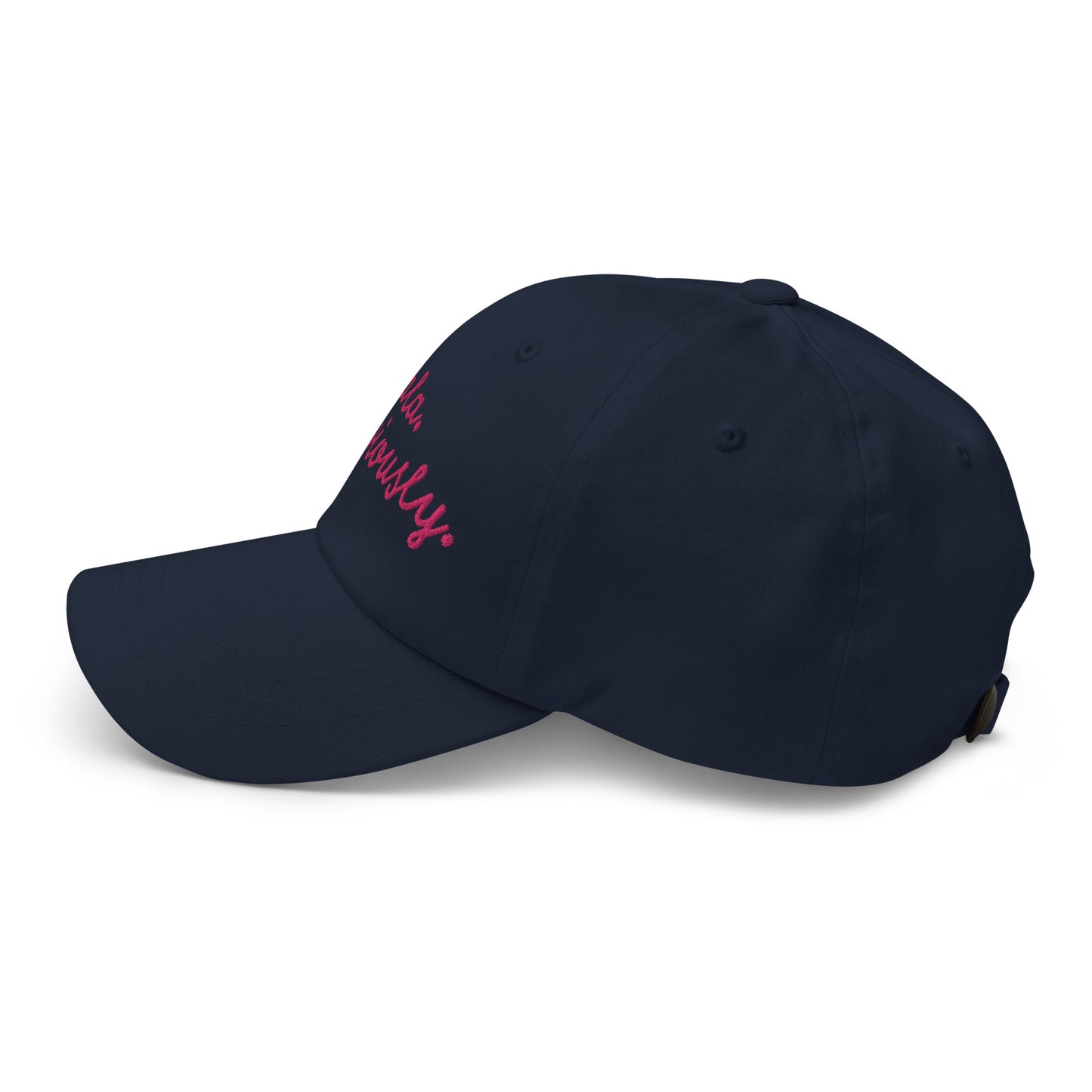 Kamala Obviously embroidered navy cap side view