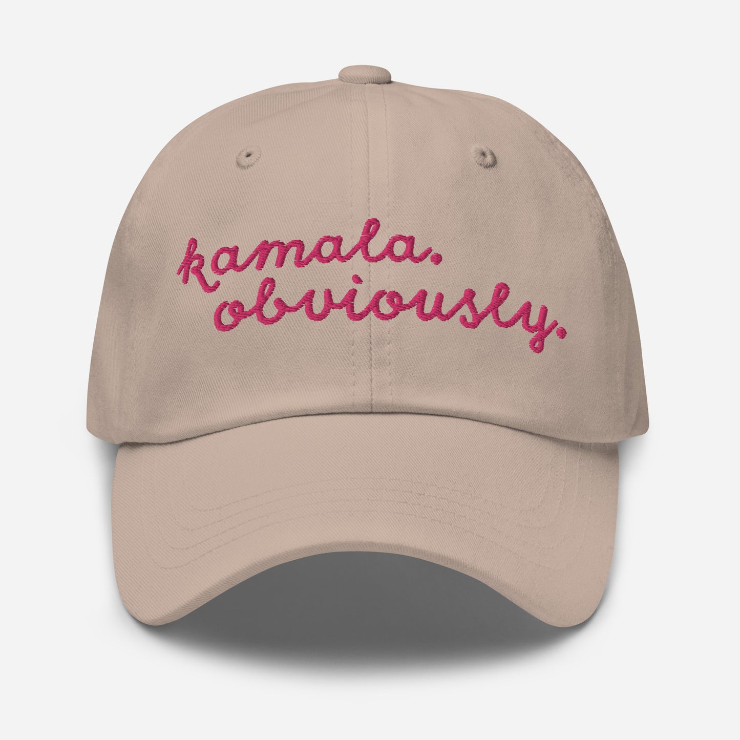 Kamala Obviously embroidered beige cap front view