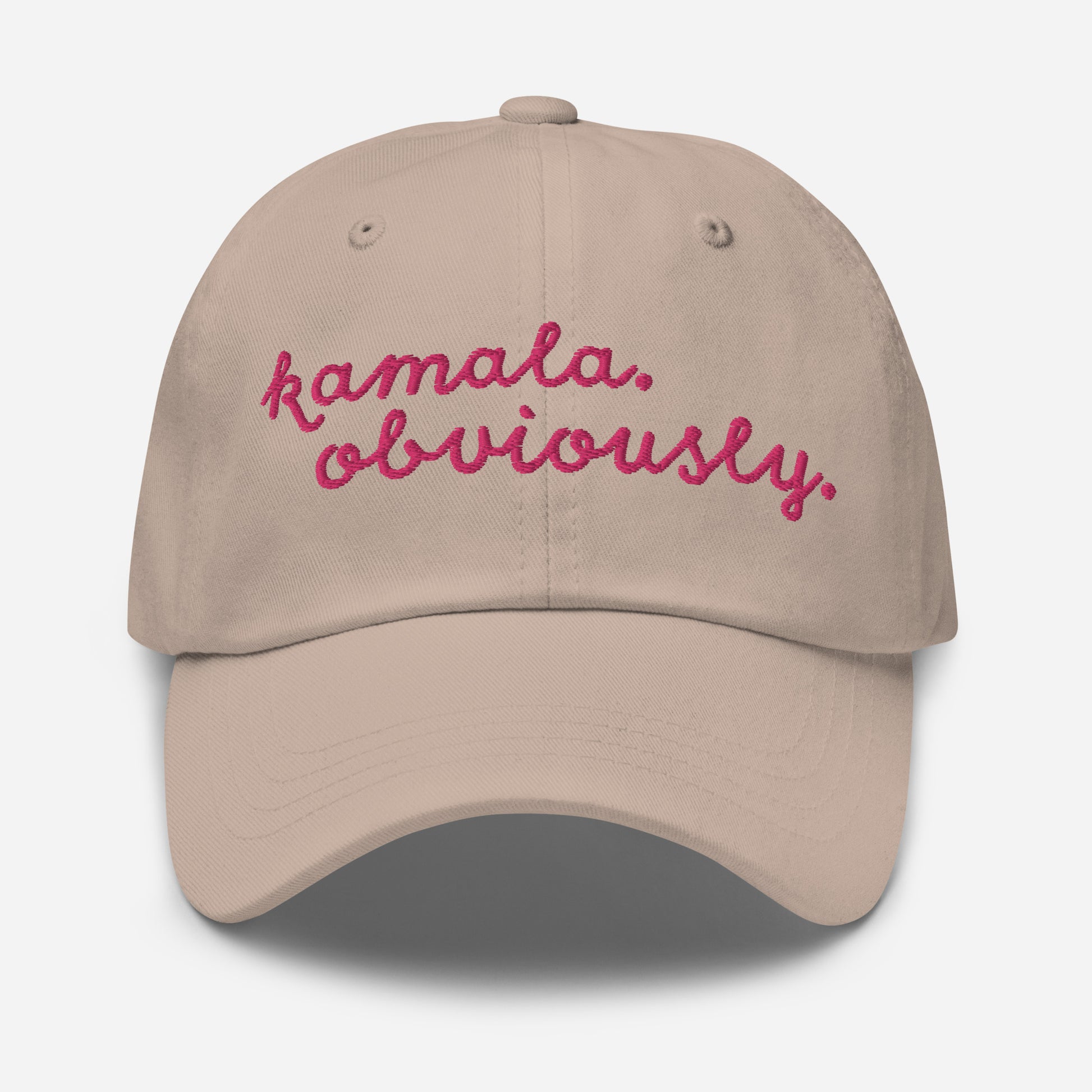 Kamala Obviously embroidered beige cap front view