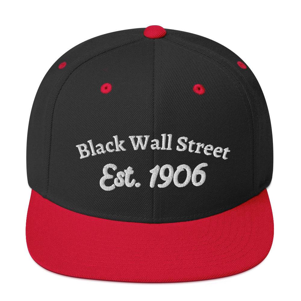 a black and red hat with white lettering