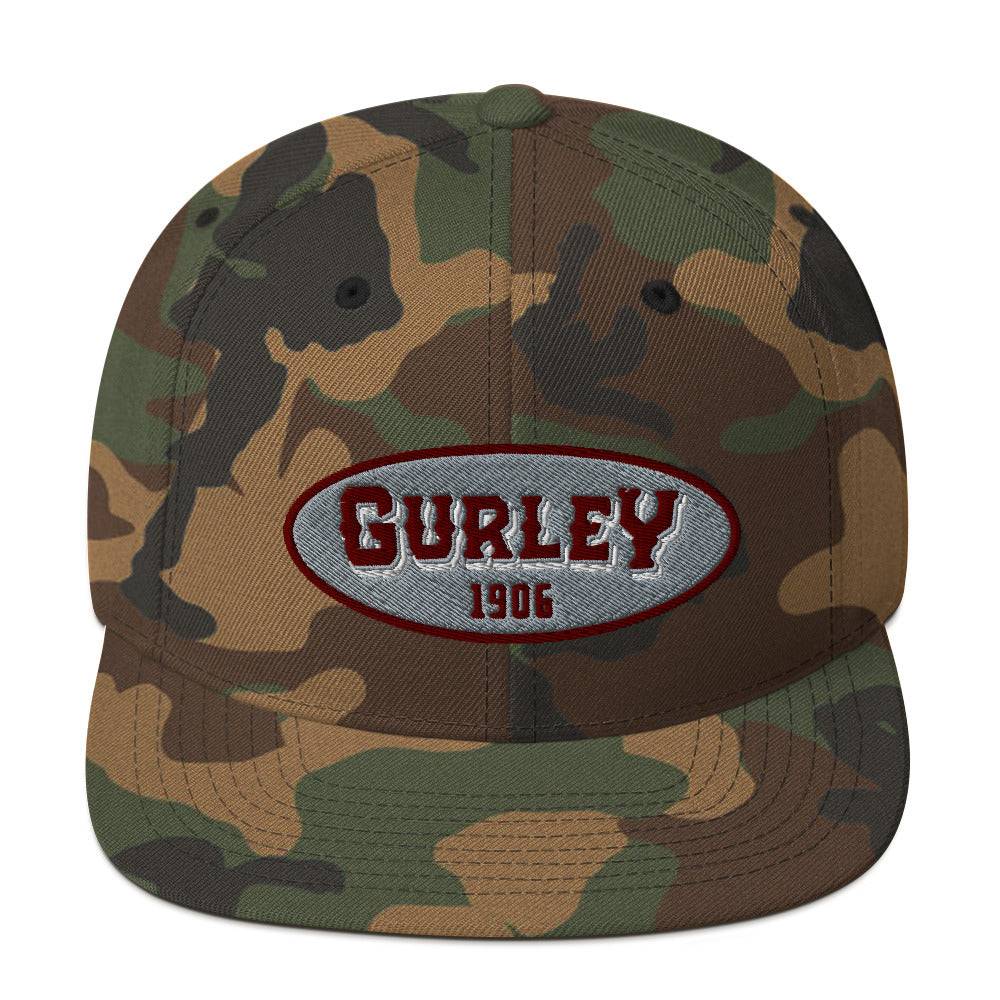a camo hat with the word guley on it