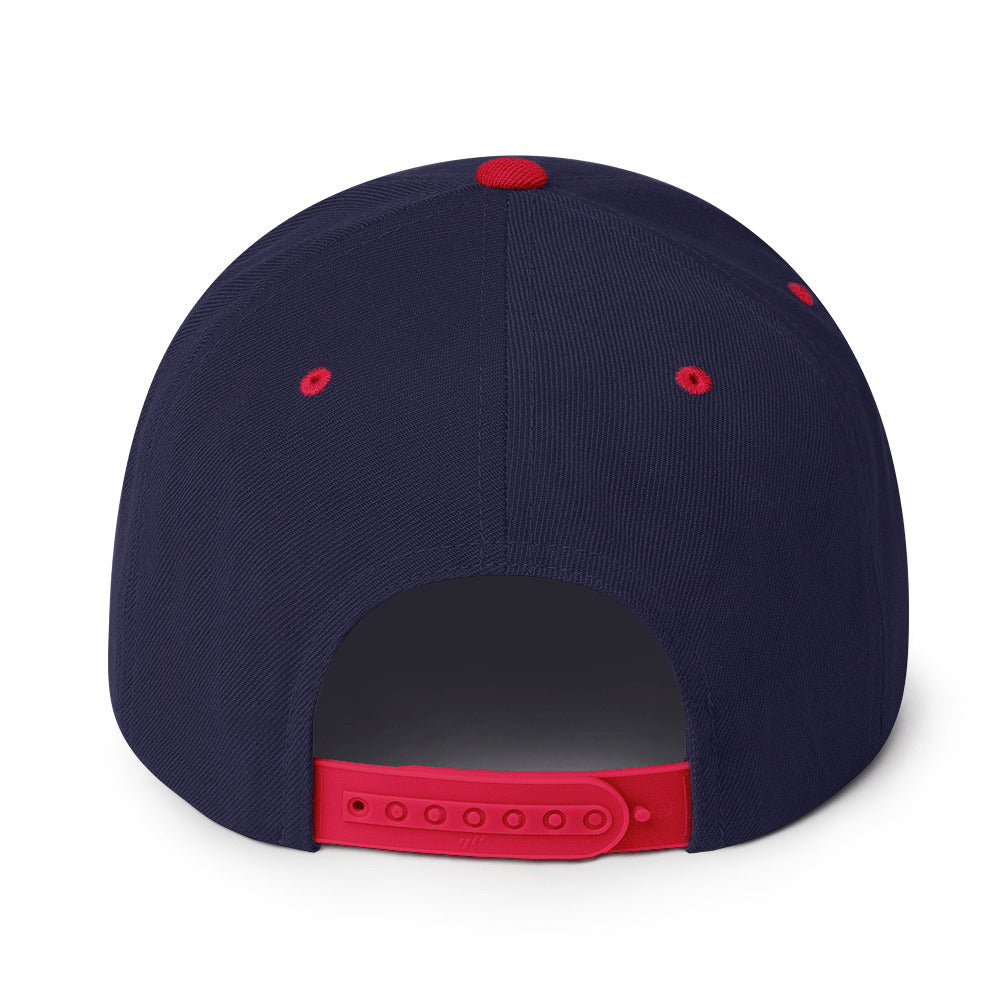 red and navy hat