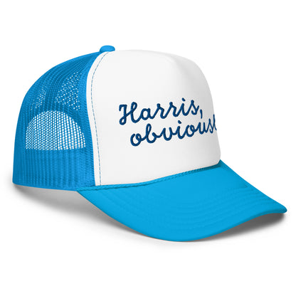 Blue Harris Obviously retro trucker hat side view