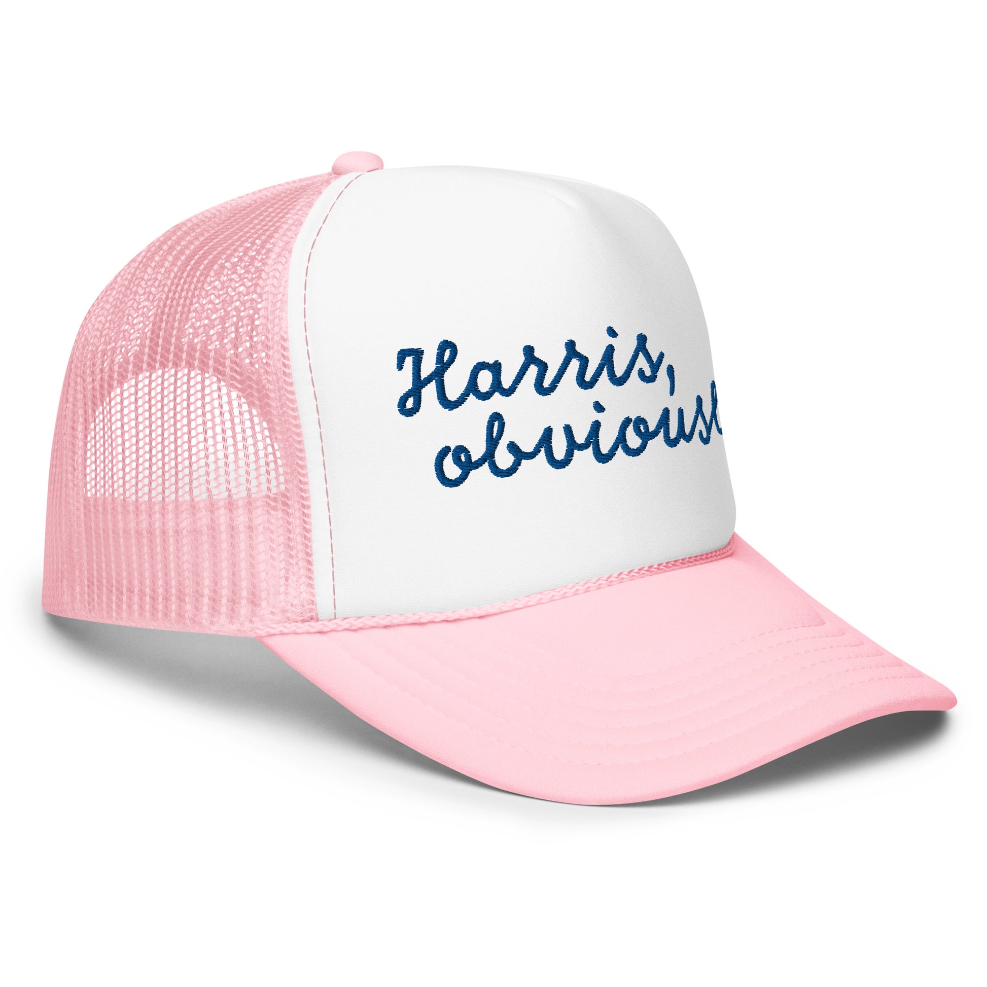 Pink Harris Obviously retro trucker hat side view