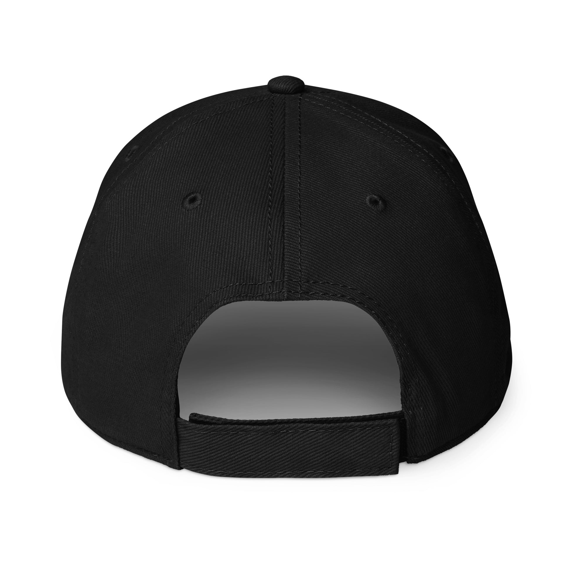 Back view of black Abolish ICE Burning Machine Low-Profile Cap featuring adjustable strap closure and breathable eyelets for comfort.