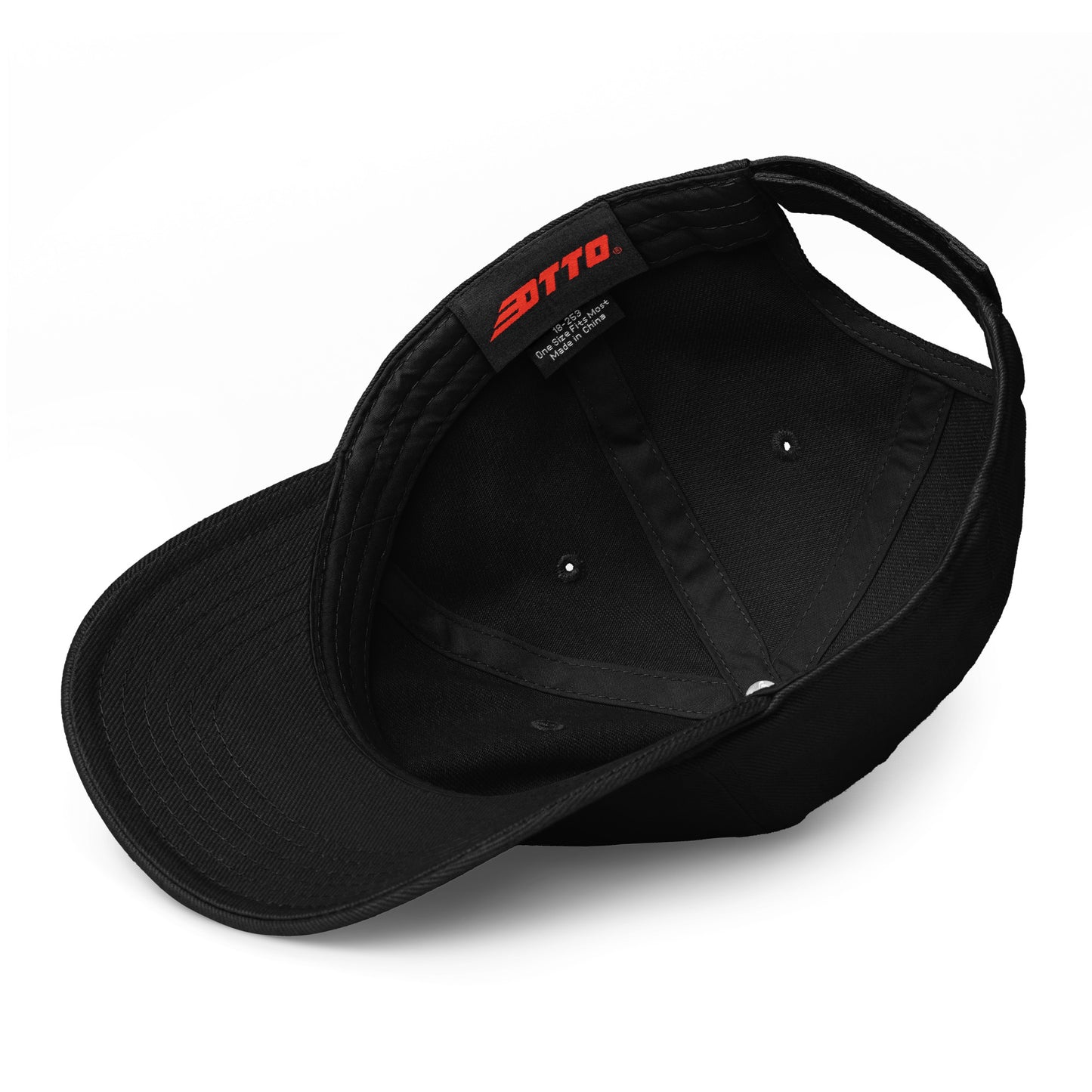 Interior view of Abolish ICE Burning Machine Baseball Cap showing stitched panels, sweatband, and red Ditto brand label on inner brim.