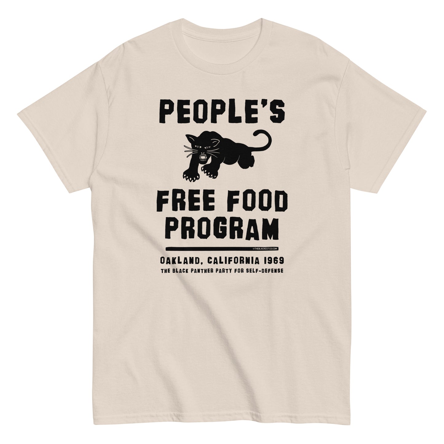 a white t - shirt with the words people's free food program on it