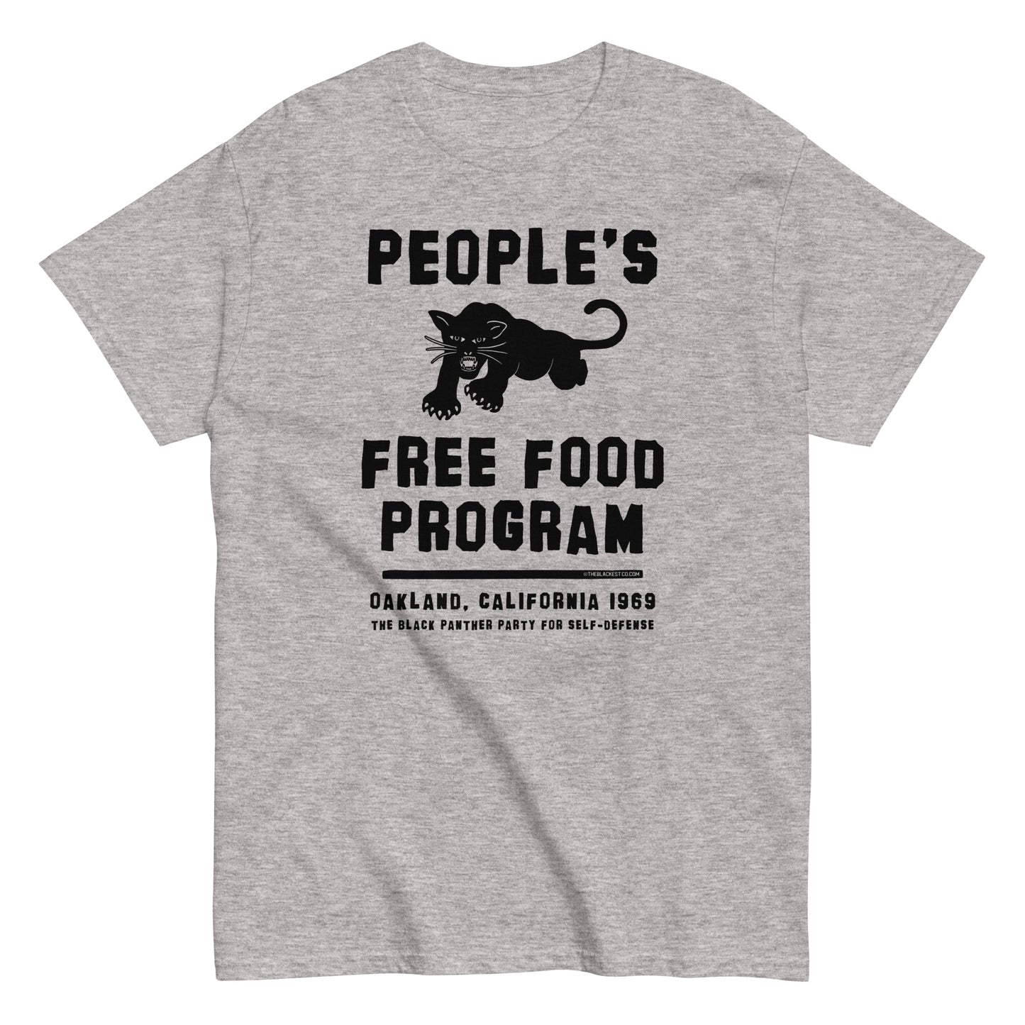 a grey people's free food program t - shirt