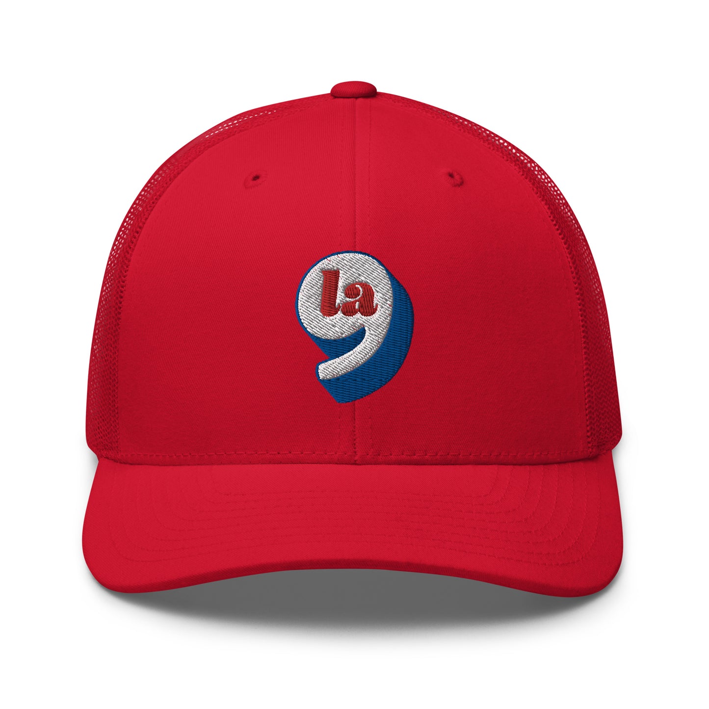 Red mesh Red White Blue Comma La Harris Trucker Cap