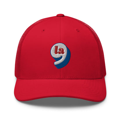 Red mesh Red White Blue Comma La Harris Trucker Cap