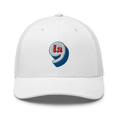 White mesh Red White Blue Comma La Harris Trucker Cap