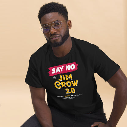 Man seated in black Say No To Jim Crow 2.0 T-Shirt