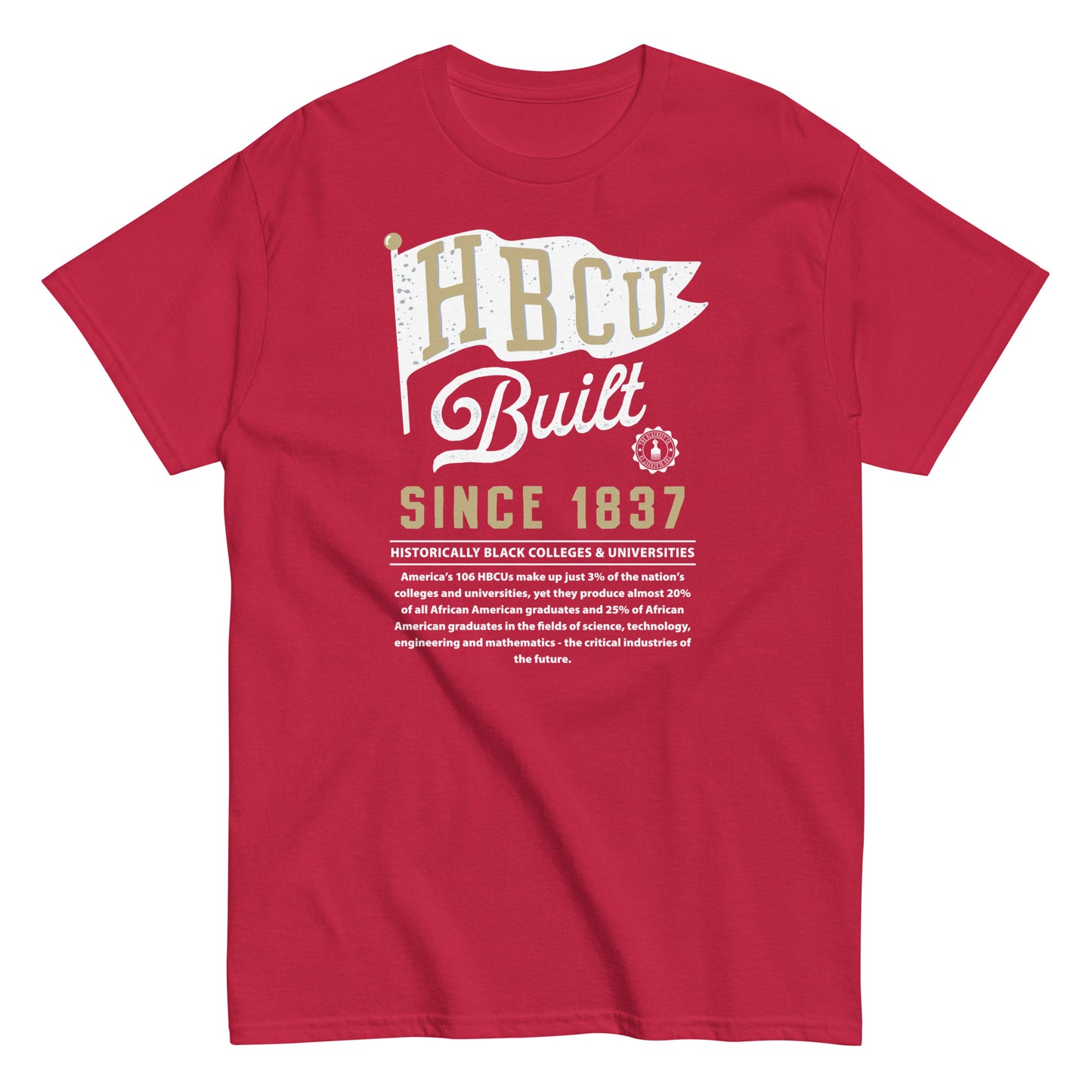 HBCU Built unisex graphic T-shirt in red with college pride design