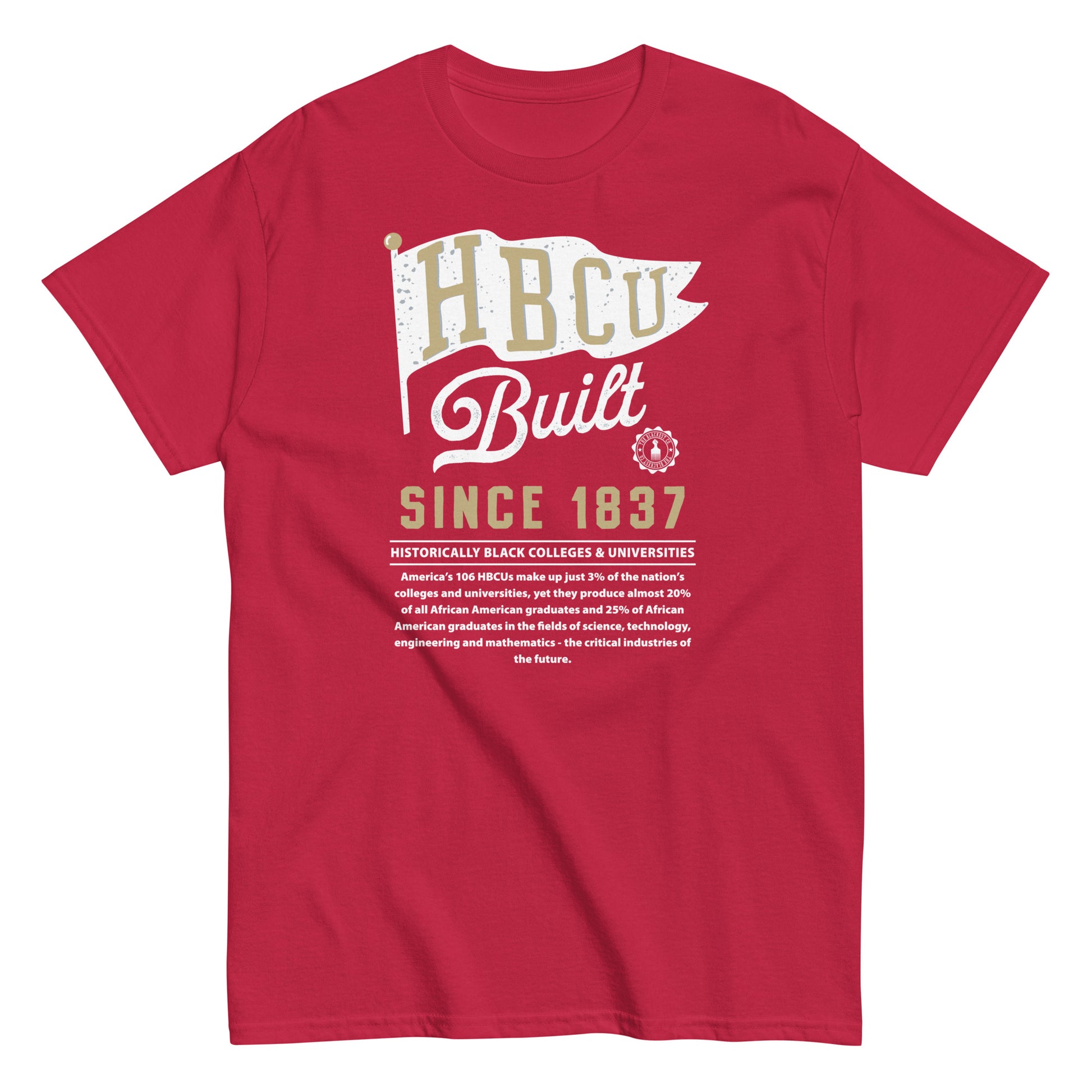 HBCU Built unisex graphic T-shirt in red with college pride design