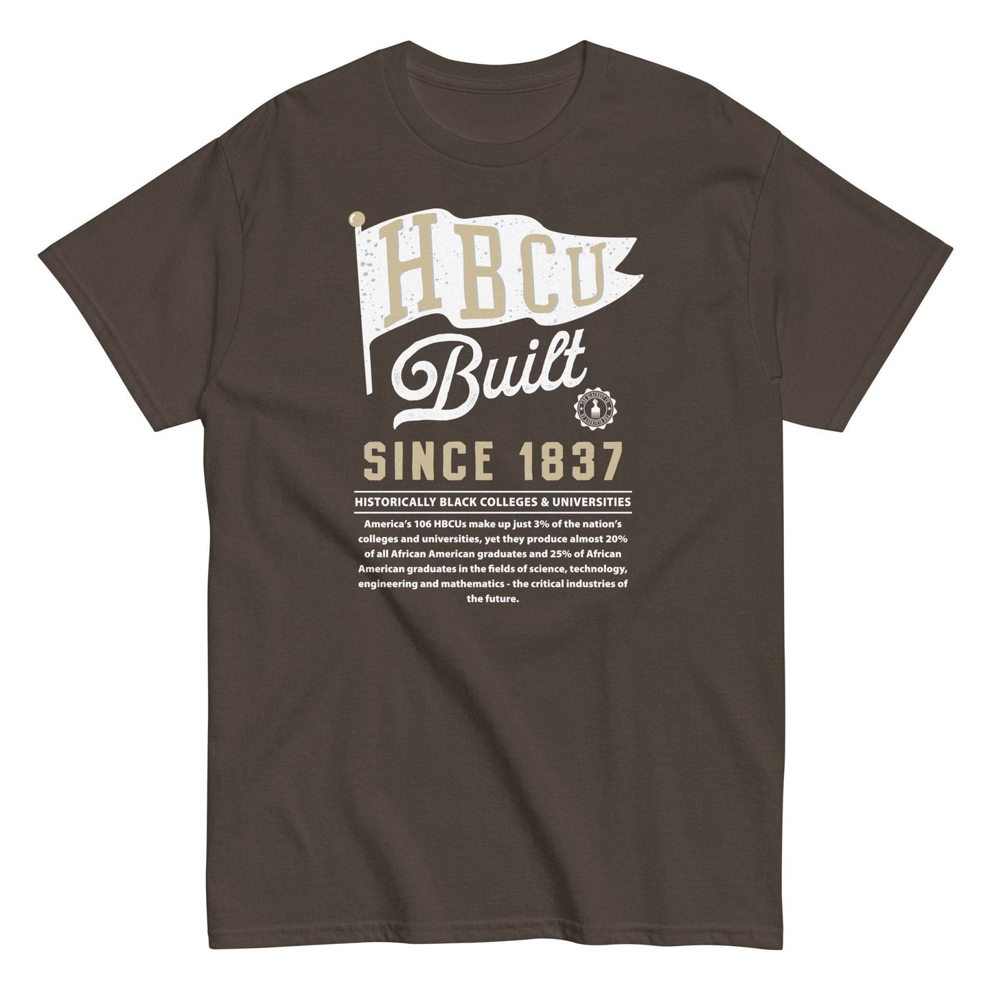 HBCU Built unisex graphic T-shirt in brown with college pride design