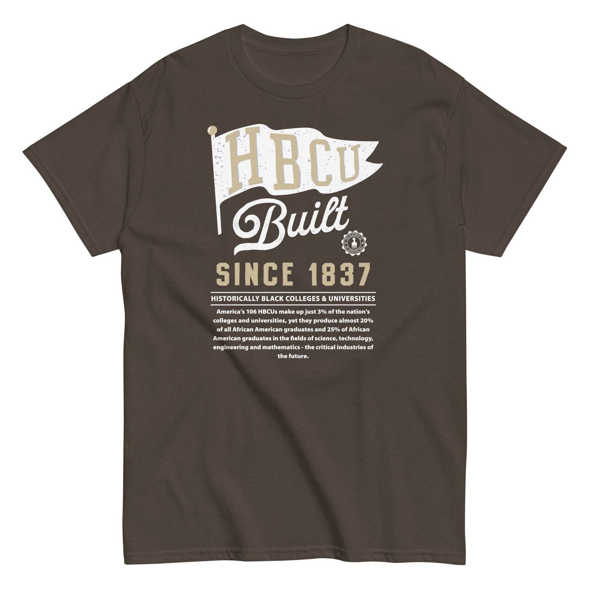 HBCU Built unisex graphic T-shirt in brown with college pride design