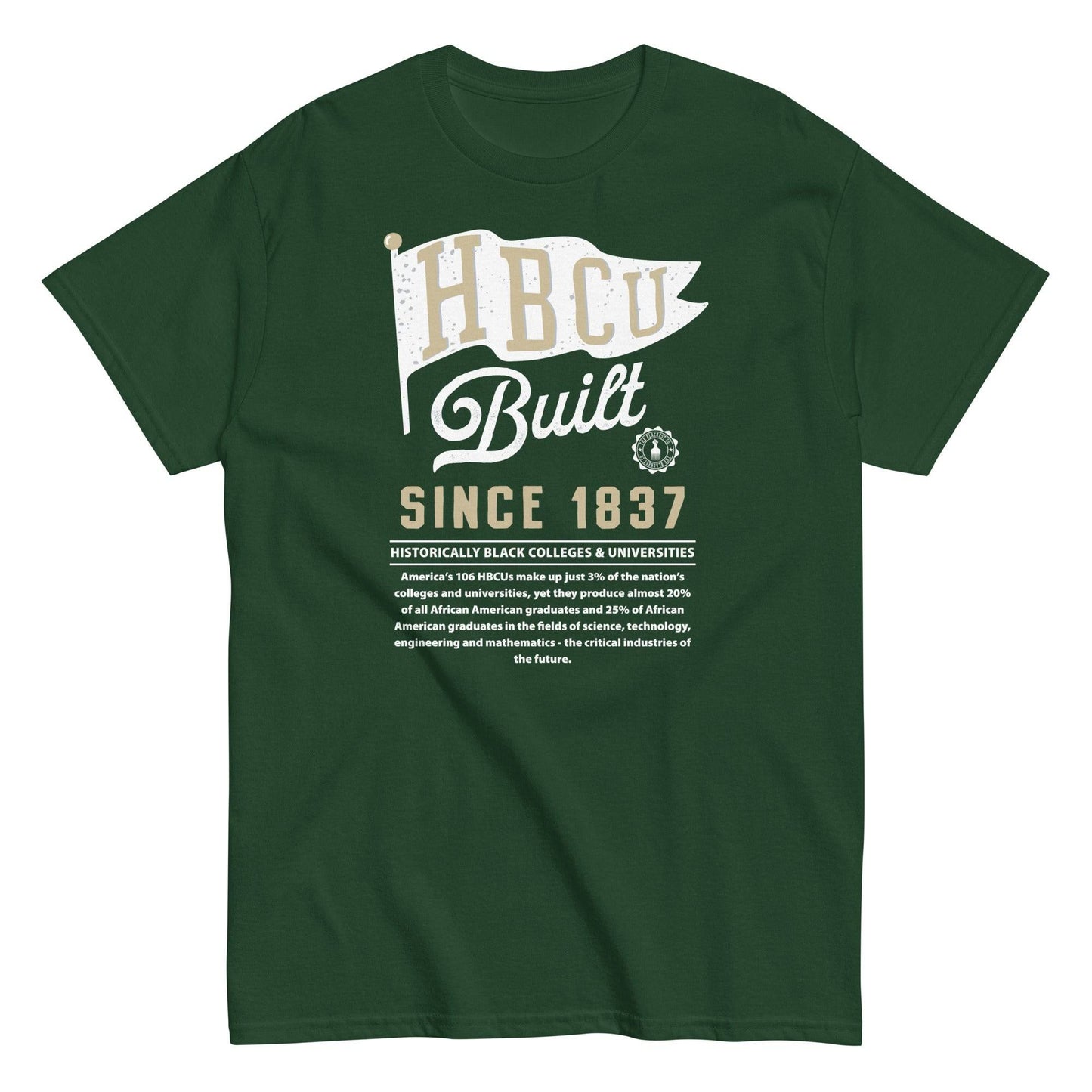 green HBCU Built unisex graphic T-shirt celebrating Black colleges and universities pride