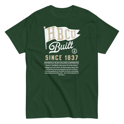 green HBCU Built unisex graphic T-shirt celebrating Black colleges and universities pride