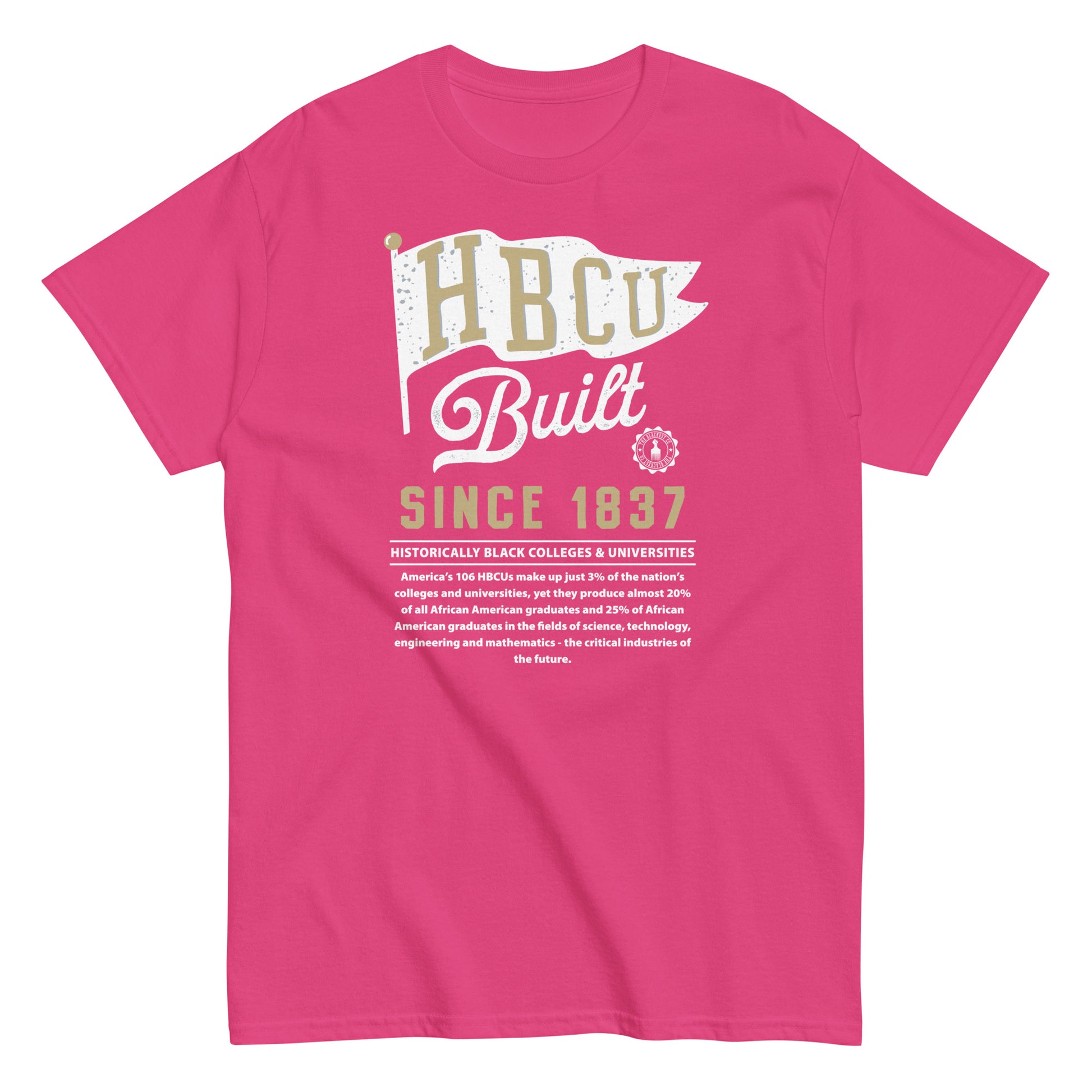 HBCU Built unisex graphic T-shirt in pink with college pride design