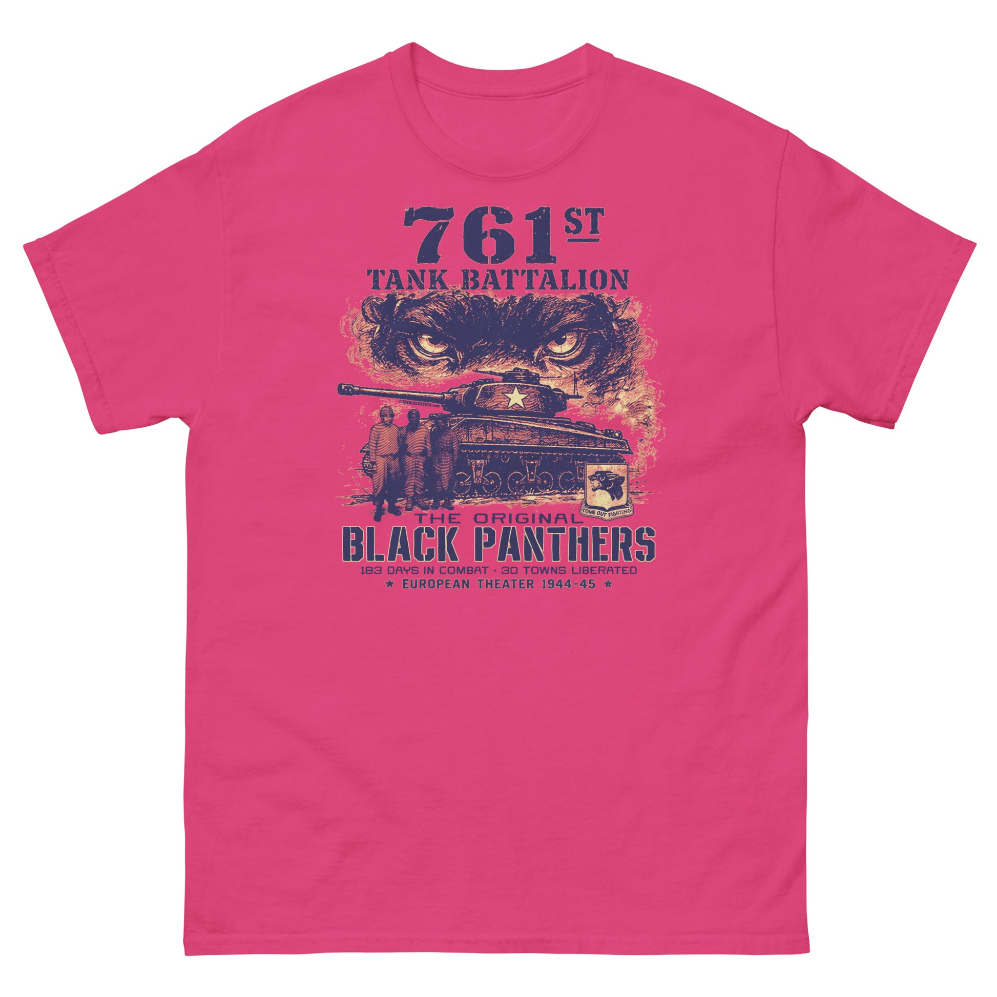 Pink T-shirt with Black Panthers WWII graphic design