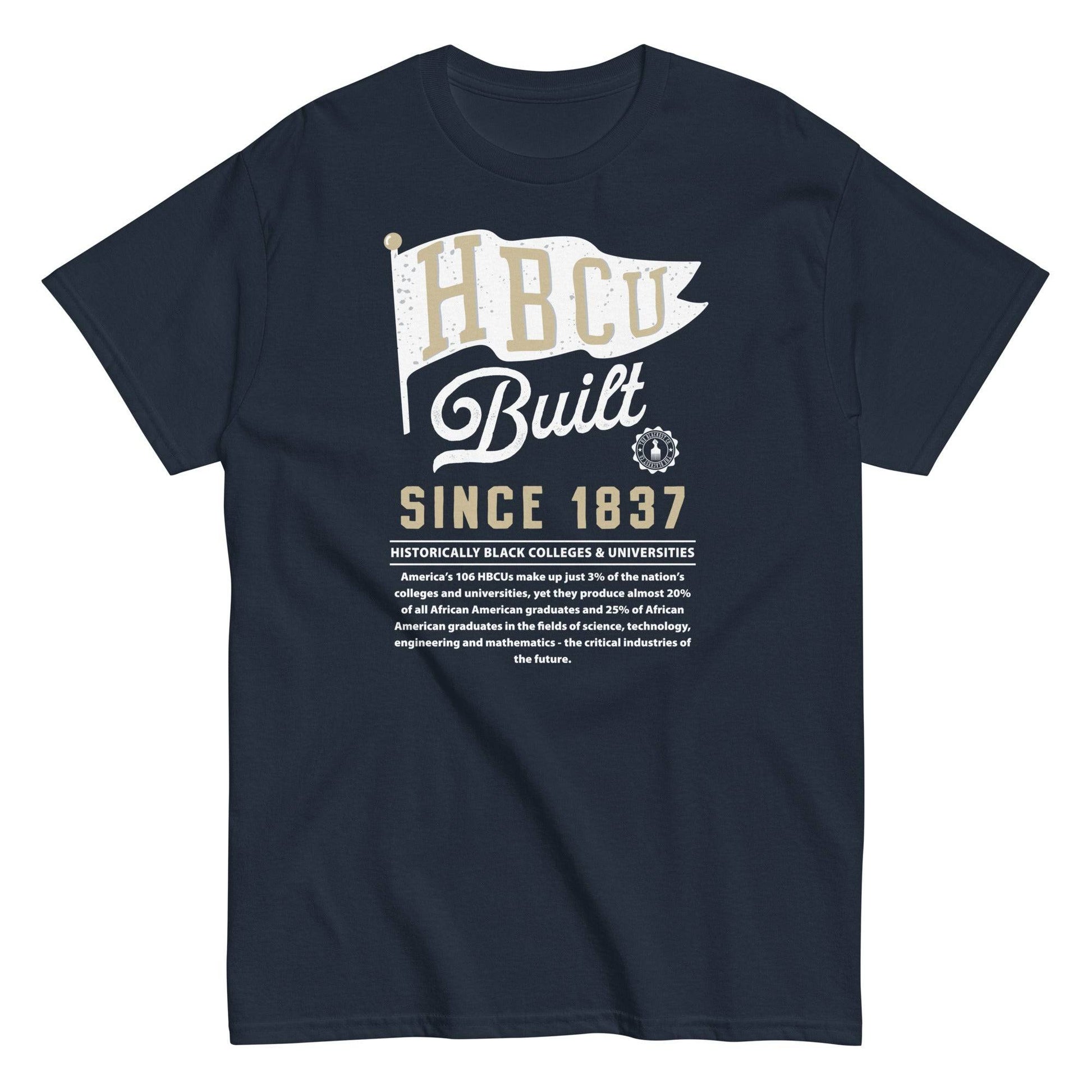 navy blue HBCU Built unisex graphic t-shirt celebrating Black colleges and universities pride
