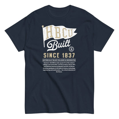 navy blue HBCU Built unisex graphic t-shirt celebrating Black colleges and universities pride