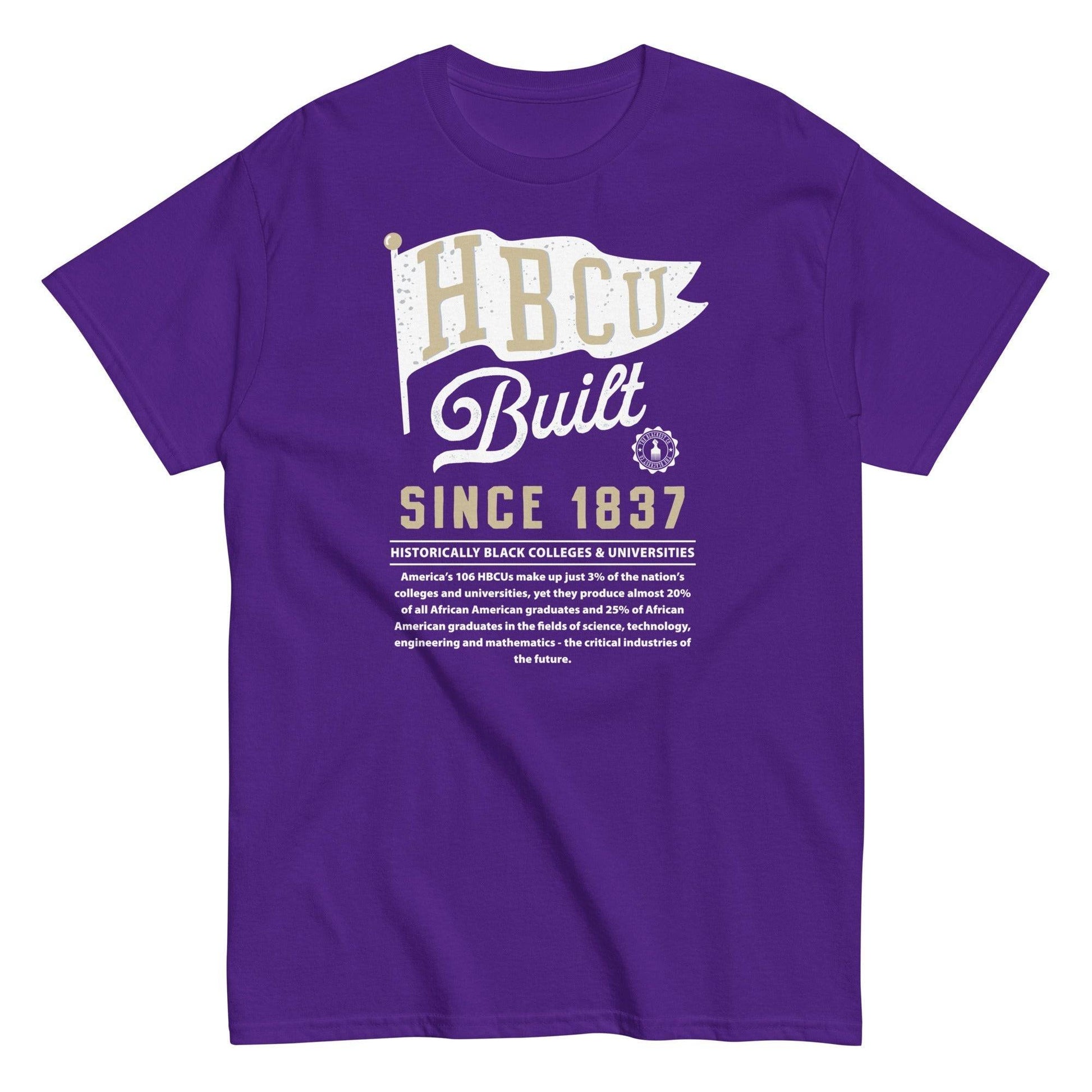HBCU Built unisex graphic T-shirt in purple with college pride design