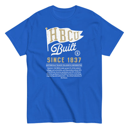 HBCU Built unisex graphic T-shirt in blue with college pride design