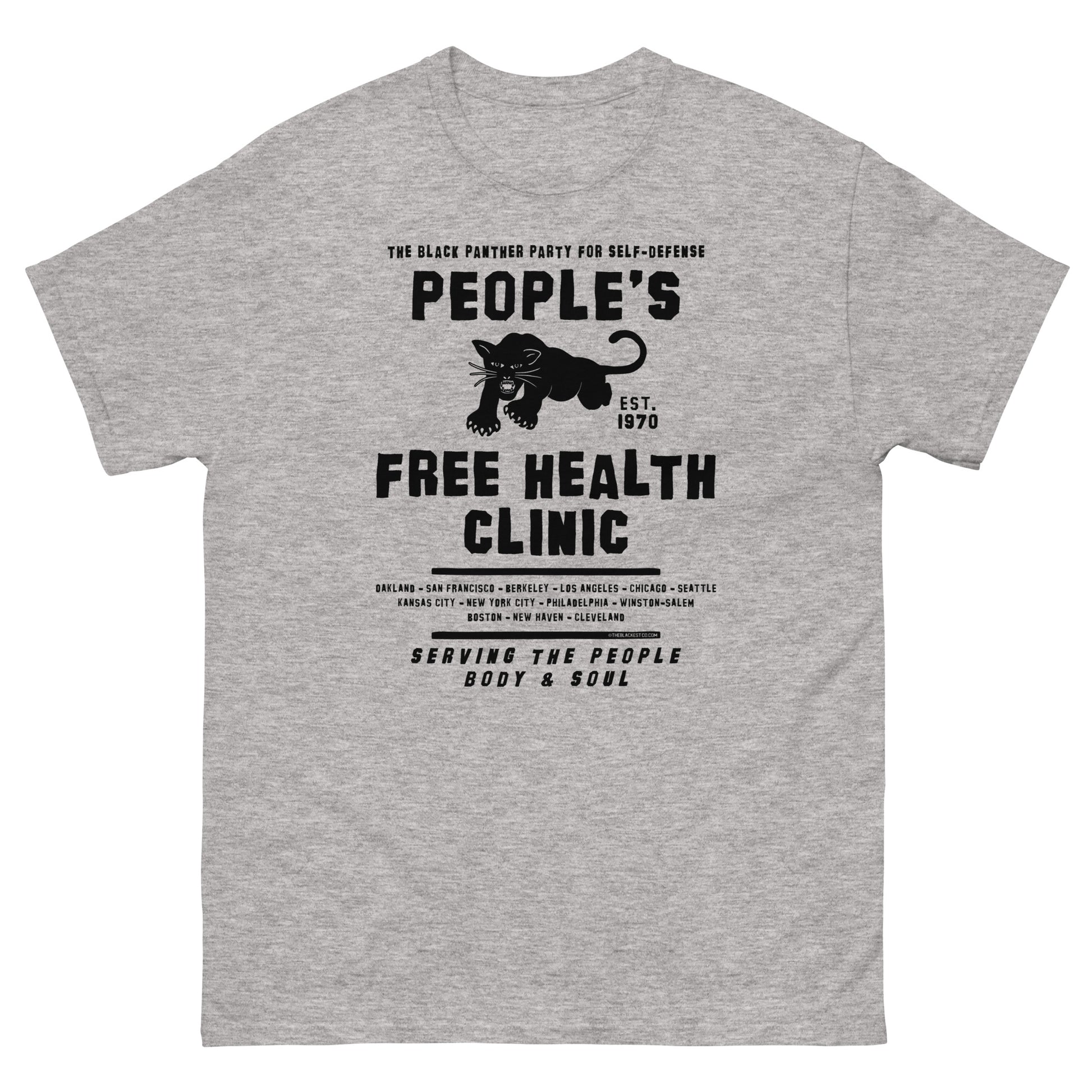 Heather gray People's Free Health Clinic Black Panthers T-Shirt