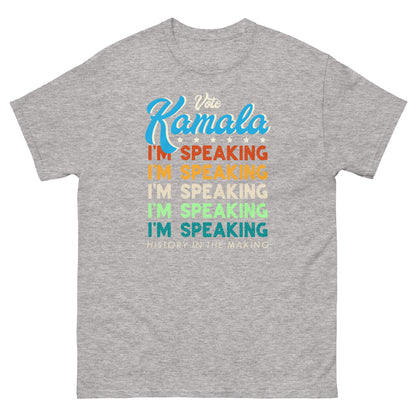 Gray Kamala I'm Speaking Harris 2024 T-Shirt