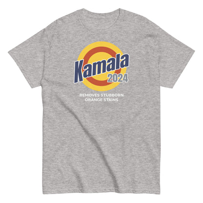 Sport Grey unisex classic tee, short sleeves, soft cotton fabric. kamala removes stubborn orange stains design