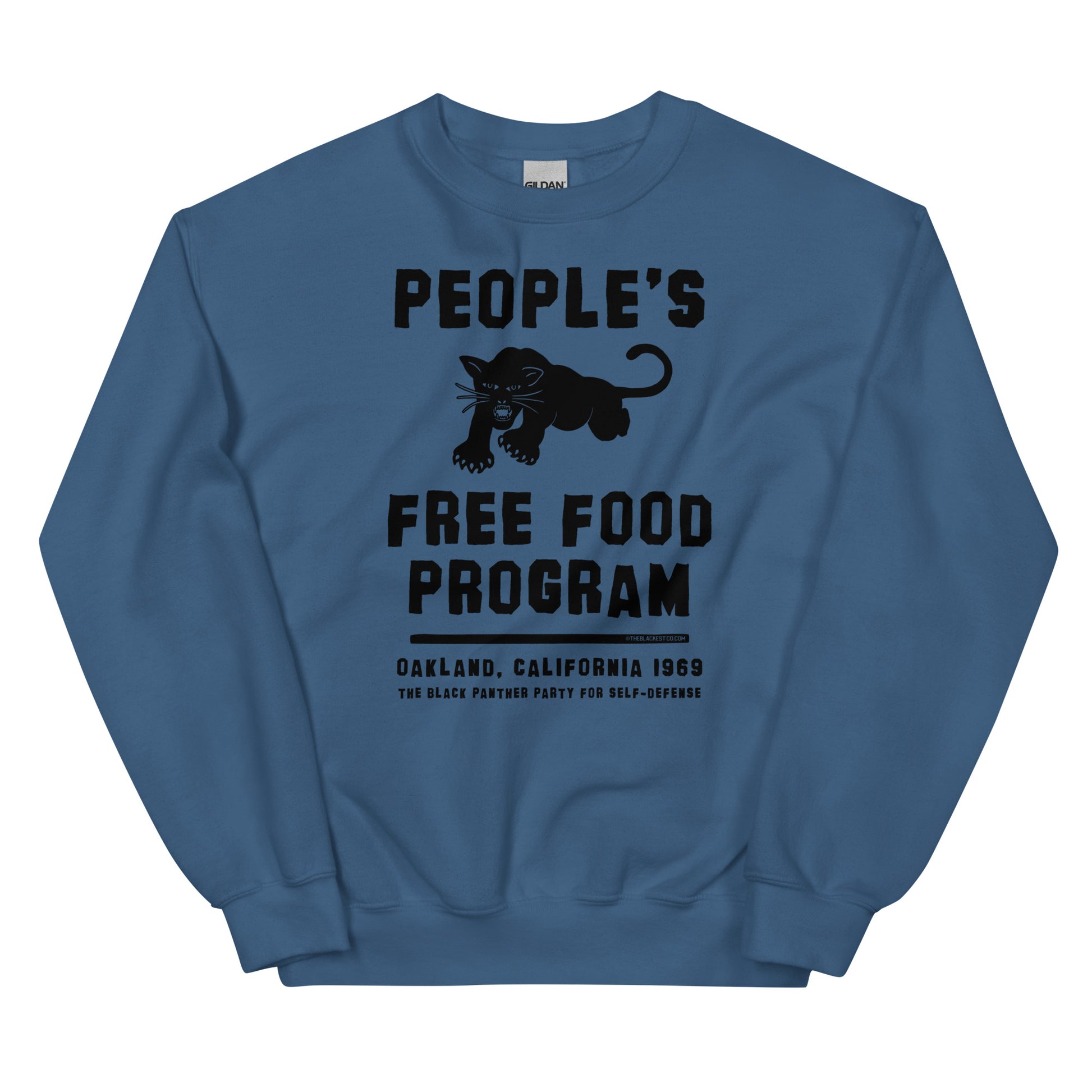 people's free food program sweatshirt in blue