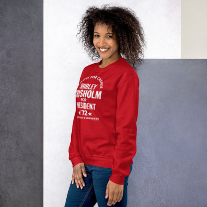 Side view of Legacy Red Shirley Chisholm For President 72 Sweatshirt on model